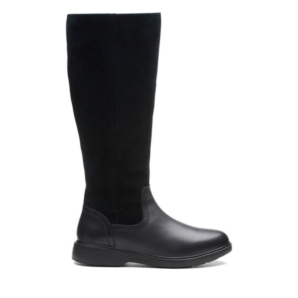 Clarks Womens Un Elda Hi Knee High Boots Black | CA-9602587